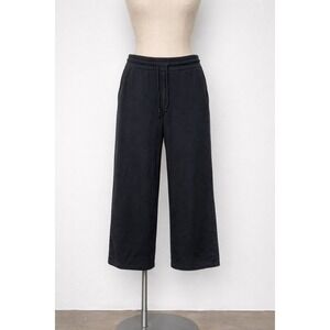 Pure Jill Pima Black Wide Leg Cropped Sweatpants Drawstring Waist Women's Sz S